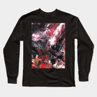 Planet Fall Abstract in Black White Red Gold Long Sleeve T-Shirt